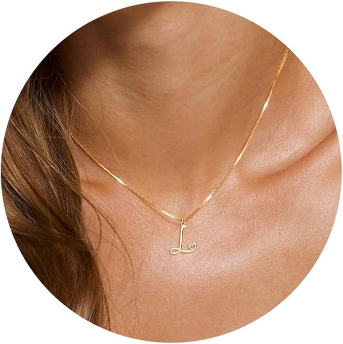Initial Necklaces for Women Trendy, Dainty Silver Letter Necklace Cute Pendant Choker Name Necklace Personalized Costume Monogram Silver Jewelry Necklace for Women Valentines Gifts
