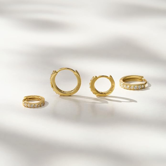 SWEETV 925 Sterling Silver Huggie Hoop Earrings for Women Girls-Tiny Small Cartilage Hoop Earring