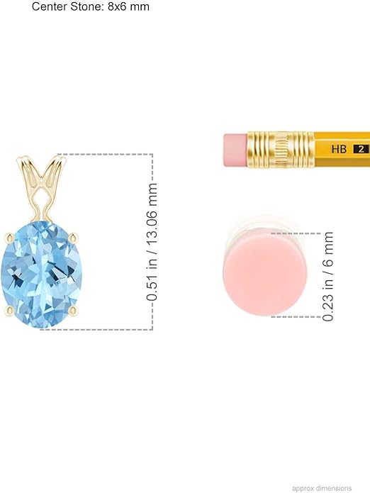 Angara Natural Aquamarine Solitaire Pendant for Women | Vintage in 14K Solid Gold/Platinum With 18" Chain | March Birthday, Anniversary, Gemstone Jewelry Gift