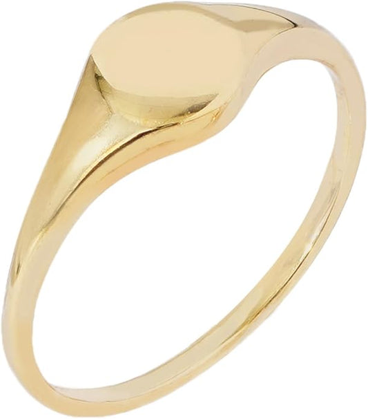 Amazon Essentials 14K Plated Sterling Silver Round Signet Ring