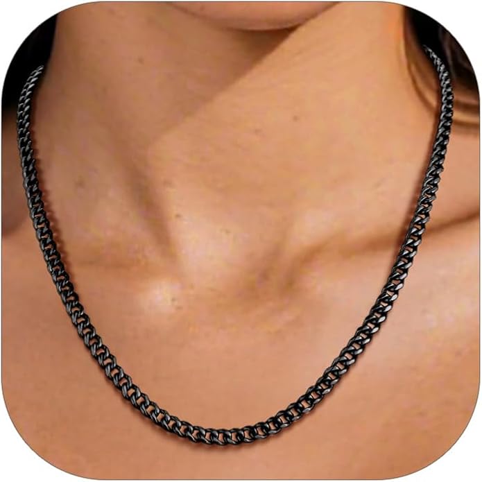 PROSTEEL Miami Cuban Link Chain for Men, 18K Gold/Black/Stainless Steel Necklace,6mm/9mm/12mm Width, Upgrade Clasp & Durable Chain for Mens Womens Jewelry,18"-30",with Gift Box