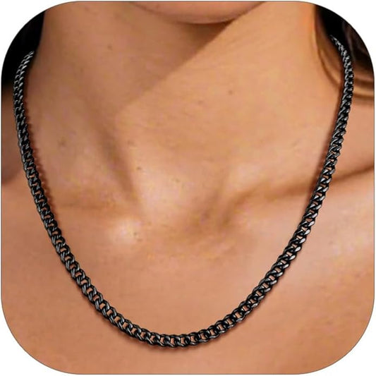 PROSTEEL Miami Cuban Link Chain for Men, 18K Gold/Black/Stainless Steel Necklace,6mm/9mm/12mm Width, Upgrade Clasp & Durable Chain for Mens Womens Jewelry,18"-30",with Gift Box