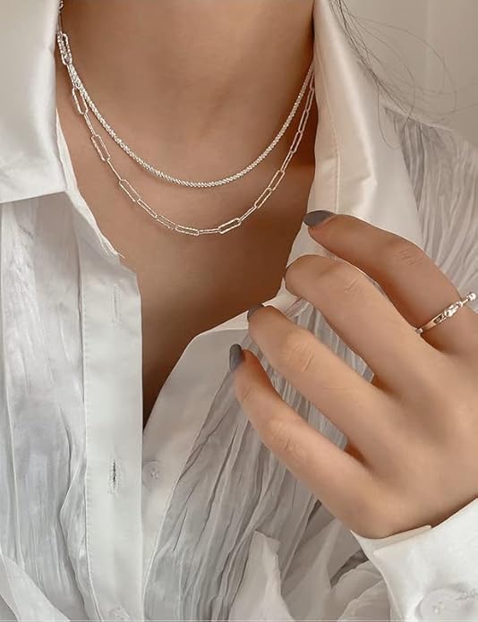 925 Sterling Silver Singapore Chain Lobster Clasp Paperclip Necklace for Women Sparkling Chain 2mm2.5mm3mm4mm5mm Gifts for Her