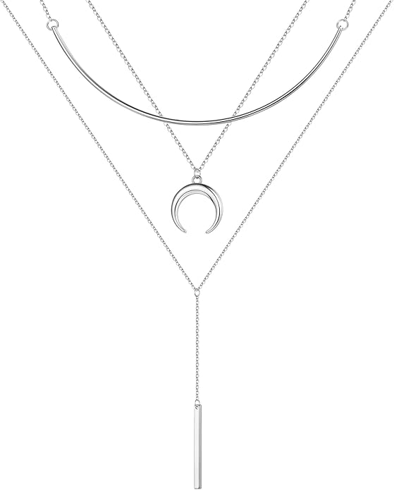 Turandoss Gold Layered Necklaces for Women - 14K Gold Plated Handmade Multilayer Bar Pearls Coin Disc Moon Butterfly Medallion Adjustable Dainty Layered Choker Necklaces for Women Jewelry