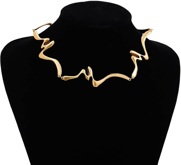Punk Dripping Water-drop Choker Necklace for Women,Thick Drippy Chain Liquid Metal Collar Necklace Rocker Hip-hop Necklace Cool Metallic Unique Funky Statament Grunge Jewelry