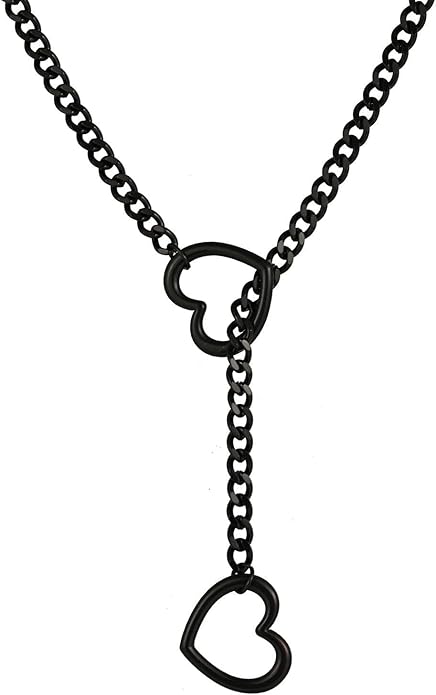 Heart Y-Necklace for Women Stainless Steel Heart Slip Chain Necklaces Adjustable Punk Gothic Cuban Collar Choker Fashionable Holiday Birthday Jewelry Gifts