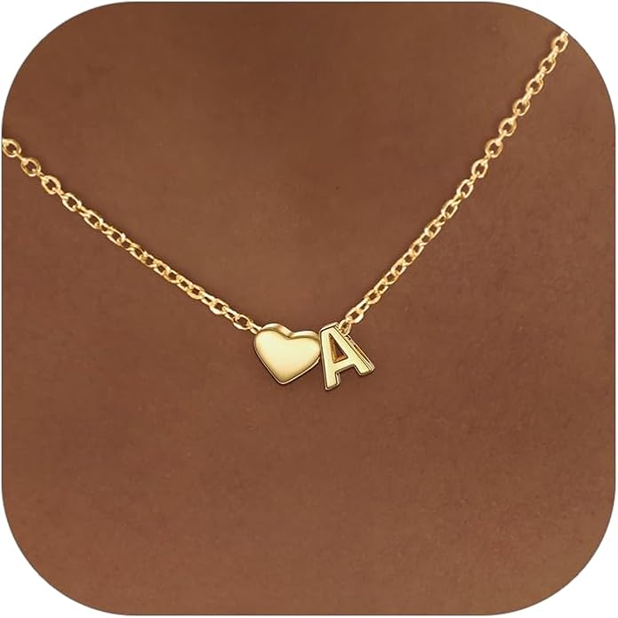 PROSILVER Initial Heart Necklace for Women, 925 Sterling Silver Tiny Heart Letter Necklace Siver, Gold Necklace, Come with Box
