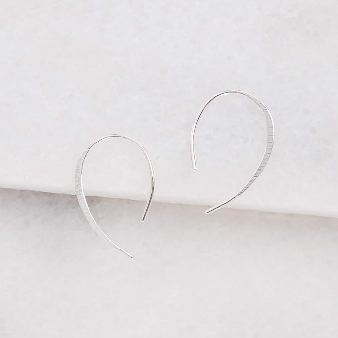 Upside Down Hoop Earrings - Hypoallergenic Lightweight Wire Needle Drop Dangle Threader Hoops for Women, Safe for Sensitive Ears - Plated in 925 Sterling Silver or 18k Gold