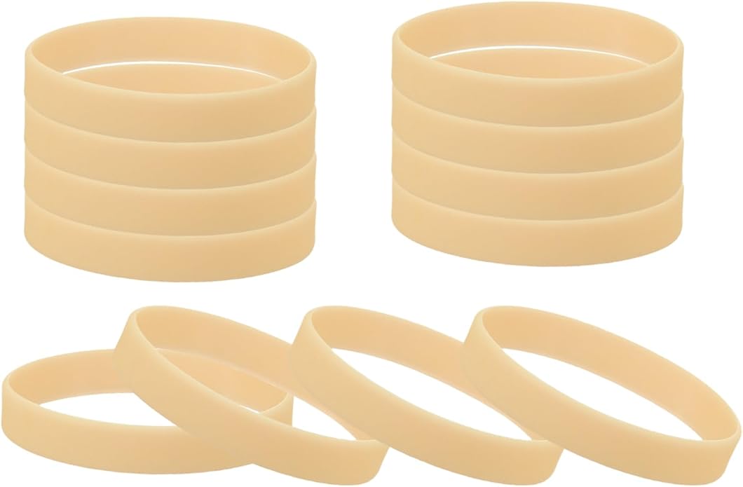 uxcell 12 Pcs Rubber Bracelets, Unisex Silicone Bracelet Colored Elastic Sports Wristbands for Adults Teen Sports Team Games Parties Fashion Decorations, Luminous Orange