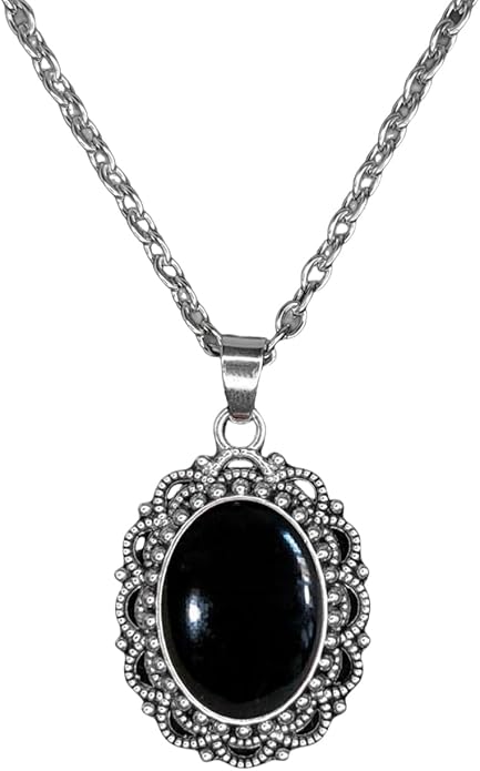 Gothic Vampire Necklace Vintage Stardust Crystal Cameo Pendant Necklace Punk Style Vampire Pendant Oval Necklace Satanic Demon Red Pendant Necklace Jewelry