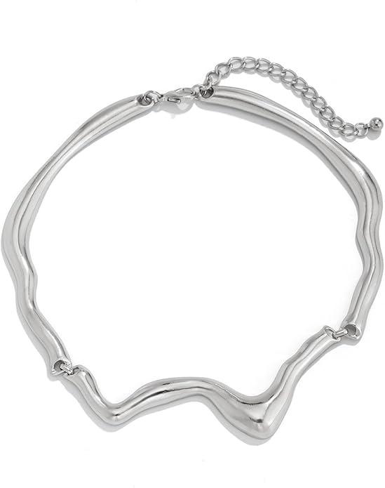 Punk Dripping Water-drop Choker Necklace for Women,Thick Drippy Chain Liquid Metal Collar Necklace Rocker Hip-hop Necklace Cool Metallic Unique Funky Statament Grunge Jewelry
