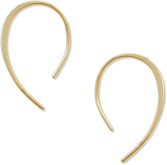 Upside Down Hoop Earrings - Hypoallergenic Lightweight Wire Needle Drop Dangle Threader Hoops for Women, Safe for Sensitive Ears - Plated in 925 Sterling Silver or 18k Gold