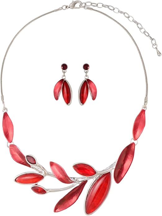 Vintage Chunky Statement Jewelry Set Retro Leaf Floral Geometric Bohemian Boho Bib Necklace Earring Set Fashion Costume Jewelry for Women Girls Wedding Party Prom Unique Gift