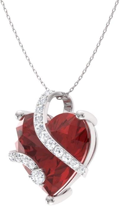 Diamondere Natural and Certified Heart Cut Gemstone and Diamond Wrap Heart Petite Necklace in 14k Solid Gold | 1.68 Carat Pendant with 18 Inch Chain Valentine's Day gift for her