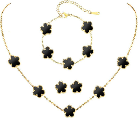 18K Gold-Plated Four Leaf Clover Bracelet for Women,Adjustable lucky Bracelet Set Jewelry Gift-Hypoallergenic Charm for Birthdays, Wellness & Daily Wear