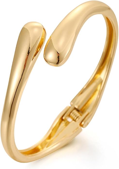 jokcde Chunky Gold/Silver Gold Cuff Bangle Bracelets for Women Trendy Hinged Cuff Open Wide Chunky Gold Bracelet Minimalist Bangle Jewelry Gift