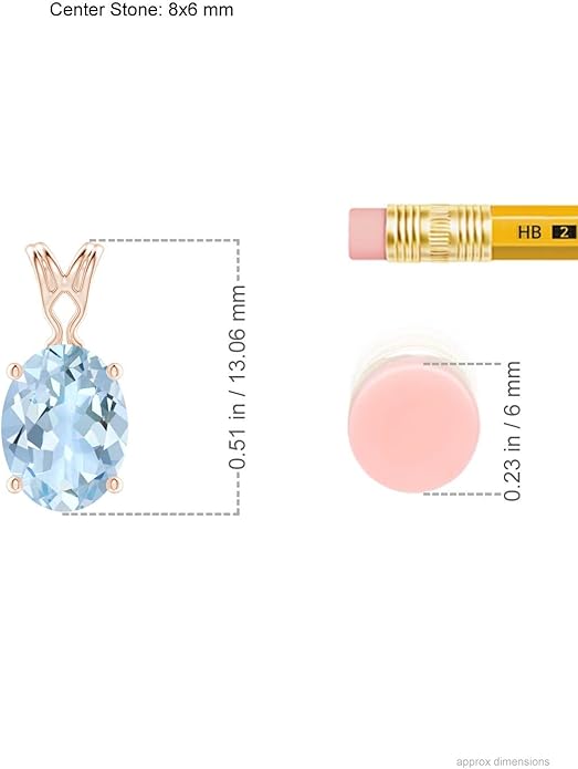 Angara Natural Aquamarine Solitaire Pendant for Women | Vintage in 14K Solid Gold/Platinum With 18" Chain | March Birthday, Anniversary, Gemstone Jewelry Gift