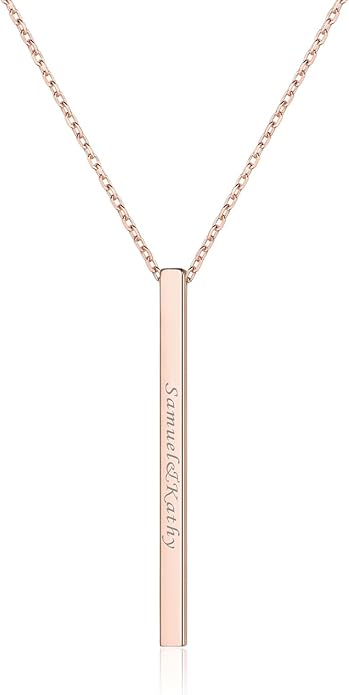 ChicSilver Customizable Vertical Bar Pendant Necklace 925 Sterling Silver Y Necklace Simple Fashion Jewelry Gifts for Women