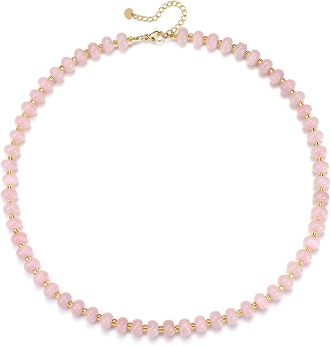 CrystalTears Beaded Gemstone Necklace for Women, Womens Colorful Boho Stone Bead Choker Necklace, Handmade Natural Crystal Stone Summer Beach Jewellery Gifts for Women Mom Christmas