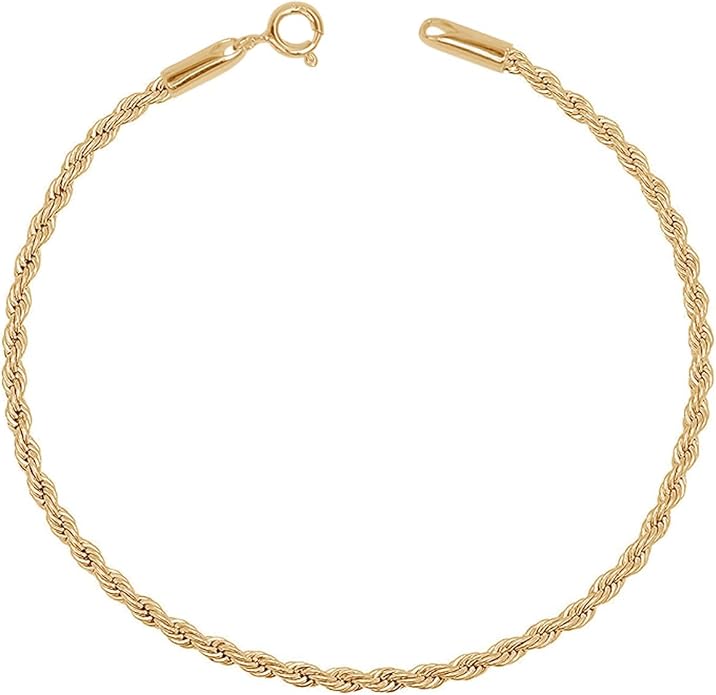 LeCalla 925 Sterling Silver Anklets for Women | Italian 1.8MM Diamond-Cut Braided Rope Chain Ankle Bracelet | Women's Ankle Bracelets Jewelry Gift for Wife, Mom – Birthday, Anniversary & Valentine’s Day