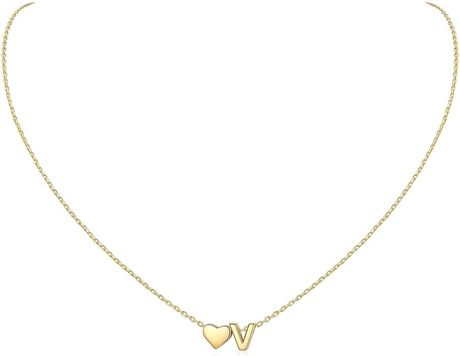 ChicSilver 925 Sterling Silver Heart Initial Necklaces for Women -Dainty Personalized Heart Pendant Letter Alphabet Necklace for Women