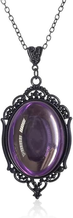 MIFYNN Gothic Stardust Crystal Cameo Necklace Red Purple Crystal Pendant Necklace Vintage Satan Demon Halloween Jewelry for Women