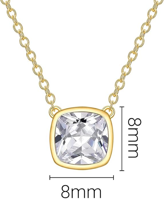 925 Sterling Silver Cubic Zirconia Necklace and Earrings Set for Women, Heart, Cushion, Round, Emerald Cut CZ, Solitaire Bezel Jewelry Set, CZ Bridal Jewelry Set, Bridesmaid Gift