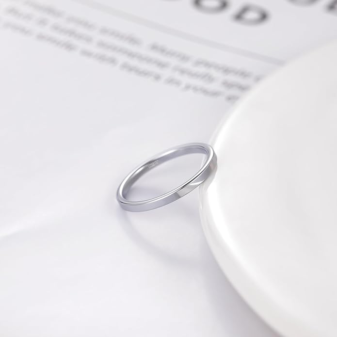 TRUMIUM 2mm 4mm 6mm Tungsten Rings for Women Men's Wedding Bands 24K Gold Plated Beveled Edges Flat High Polished Comfort Fit Size 5-14