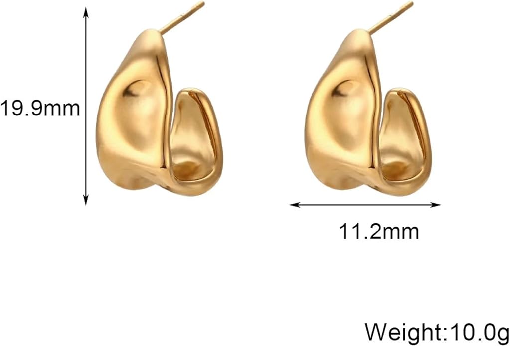 Kyerlyn Chunky Gold Earrings for Women, 14K Gold/Silver Plated Statement Geometric Dangle Drop Earrings Chunky Trendy Knot Stud Hypoallergenic Fashion Jewelry Gift