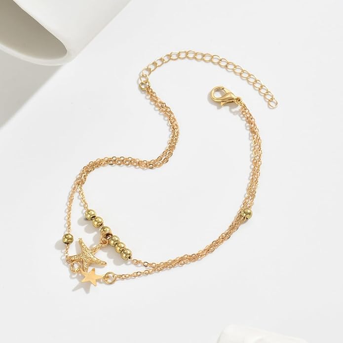 Ankle Bracelets for Women Waterproof Sparkly Anklets Tennis Rhinestone Anklets for Women Starfish Infinity Heart Cross Anklet Bracelet Beach Jewelry
