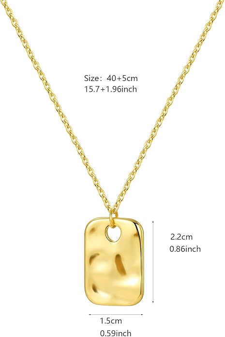 Gold Pendant Necklaces for Women, Gold Plated Pendant Necklace, Fashionable Hammered Pendant Necklaces Simple Multiple Shapes Necklace for Women Unique Gift
