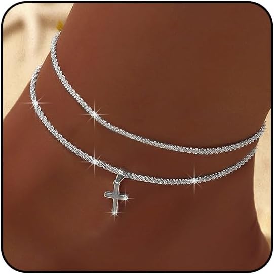 Ankle Bracelets for Women Waterproof Sparkly Anklets Tennis Rhinestone Anklets for Women Starfish Infinity Heart Cross Anklet Bracelet Beach Jewelry
