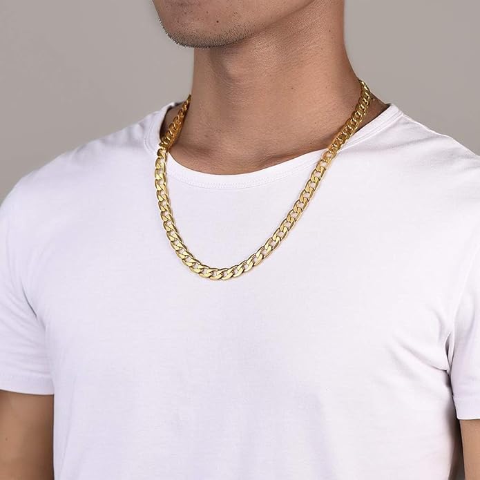 PROSTEEL 316L Stainless Steel Cuban Link Chain Necklaces for Men, Black/18K Gold Plated, Hypoallergenic Jewelry, 4mm-13mm, 14"-30", Come with Box