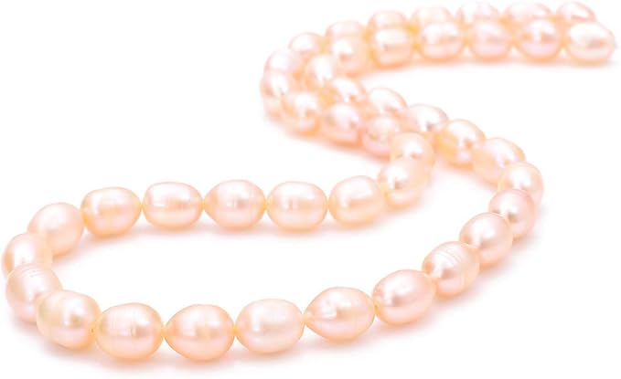 BEADIA Natural Pearl Beads Rice 7-8mm Pink Freshwater Cultured Loose Gemstone Beads for DIY Jewelry Making 13.8''/Strand