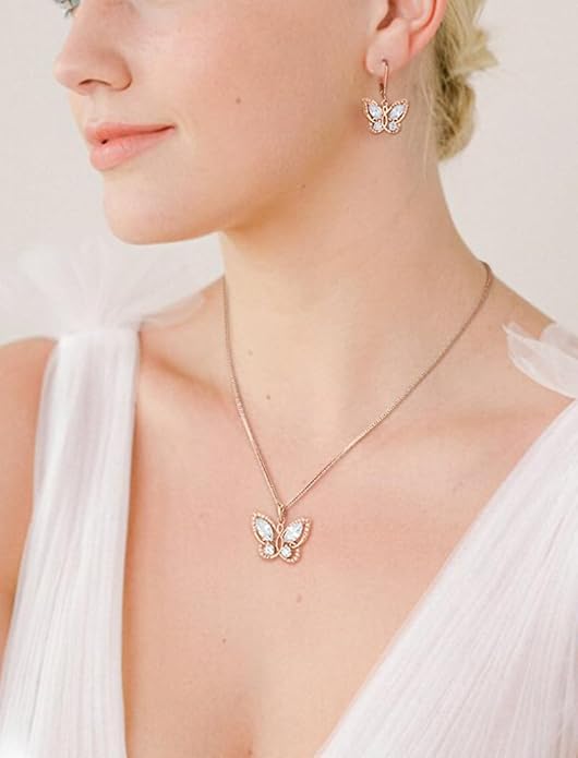 STARCHENIE Butterfly Pendant Necklace for Women 925 Sterling Silver Birthstone Butterfly Jewelry Gifts