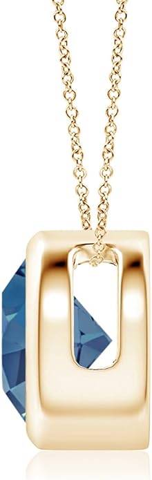 Angara Natural London Blue Topaz Solitaire Pendant for Women | Round Blue Topaz Pendant Necklace in 14K Solid Gold/Silver/Platinum With 18" Chain | December Birthday, Gemstone Jewelry Gift