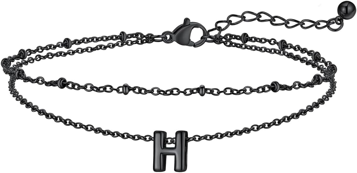 FaithHeart Initial Ankle Bracelets for Women, Waterproof 14k Gold Plated Initial Anklets Non Tarnish Stainless Steel Layered Anklet Summer Beach Foot Jewelry