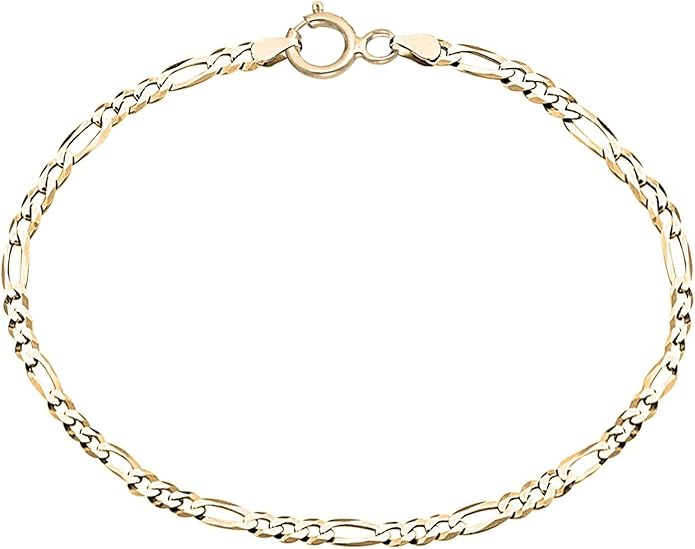 Savlano 14K Solid Gold Italian Chain Figaro, Rope, Mariner, Box, Cuban 14 Karat Anklet for Women Comes With Gift Box - Made in Italy