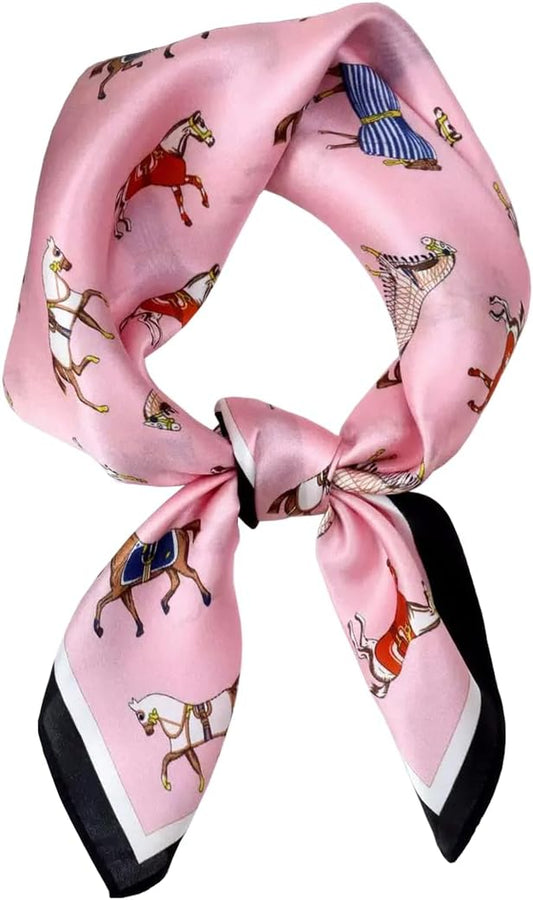 ANDANTINO 100% Pure Mulberry Silk Small Square Scarves -21'' x 21''- Digital Printed Neckerchief –Women Men Lightweight Scarf