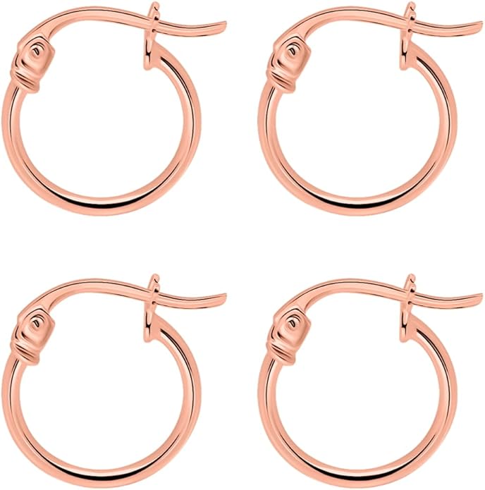 SEA OF ICE 925 Sterling Silver Hoop Earrings for Women - Hypoallergenic Earrings for Women in Sterling Silver, Yellow Gold, Rose Gold or Black Rhodium | Sizes 12MM, 15MM, 20MM or Multipack