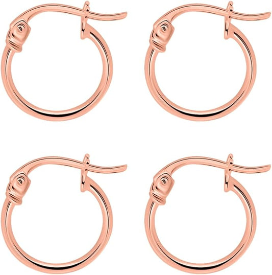 SEA OF ICE 925 Sterling Silver Hoop Earrings for Women - Hypoallergenic Earrings for Women in Sterling Silver, Yellow Gold, Rose Gold or Black Rhodium | Sizes 12MM, 15MM, 20MM or Multipack