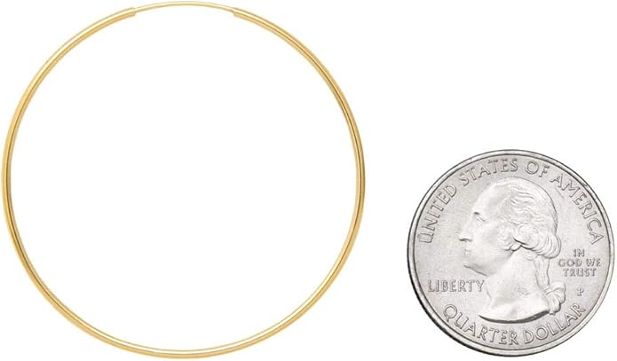 14k Gold Endless Hoop Earrings, 1.25mm Thick Tube