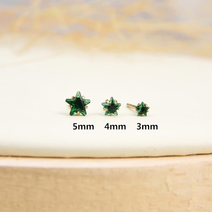 12 Pairs 18K Gold Plated Surgical Stainless Steel Stud Earrings, Star Heart Square Stud Earring for Women, Cubic Zirconia Birthstone Stud Earrings Set