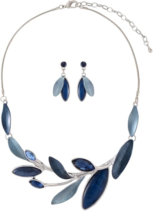 Vintage Chunky Statement Jewelry Set Retro Leaf Floral Geometric Bohemian Boho Bib Necklace Earring Set Fashion Costume Jewelry for Women Girls Wedding Party Prom Unique Gift