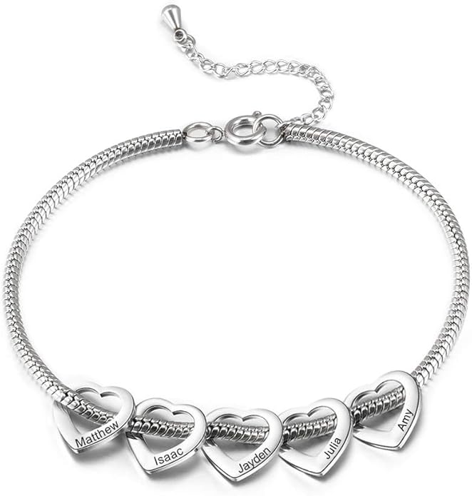 Personalized Anklets for Women Adjustable Silver Gold Anklets with Heart Name Initial Ankle Bracelets for Women Jewelry Gifts for Mom Her