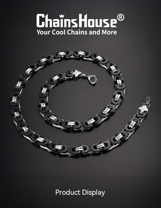 ChainsHouse Flat Byzantine Link Necklace for Men 6mm/8mm/10mm Width, 18K Gold Plated/Stainless Steel Black Byzantine Chain Necklaces, 18" 20" 22" 24" 26" 28" 30" Length, with Gift Box