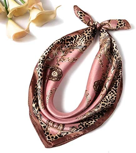 ANDANTINO 100% Mulberry Silk Scarf -21” Lightweight Square Neckerchief – Breathable Digital Printed Scarves with Gift Packed