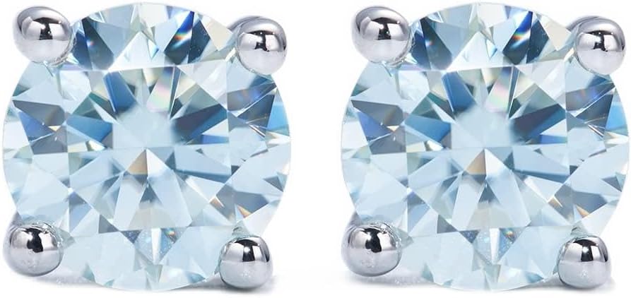 IMOLOVE Moissanite Stud Earrings for Women in Sterling Silver Hypoallergenic 1-3CT D Color Round Cut Moissante Earrings