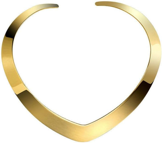 18K Gold Plated Necklace Love Choker Heart Shape Women Statement Jewelry Wide Choker Necklace Sparkly Collar Necklaces