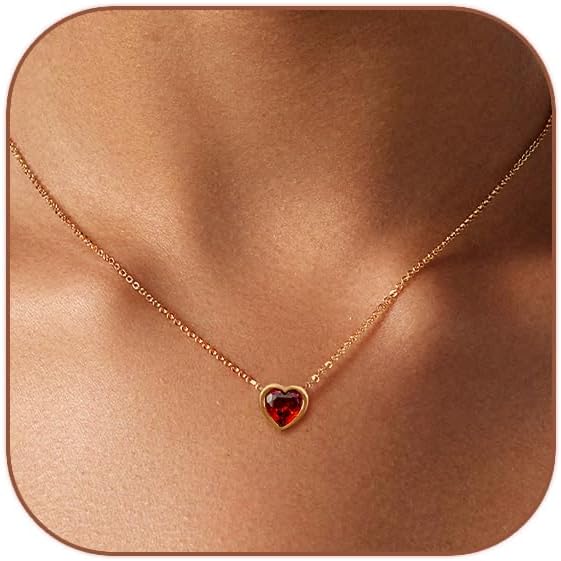 Cute Heart Necklace Dainty 18k Gold Plated Tiny Heart Pendant Choker Necklaces Small Gold Love Open Heart Chain Necklace for Women Simple Gold Necklace for Women Trendy Jewelry